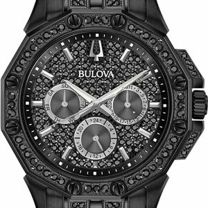 Men's Black Bulova Crystal Watch